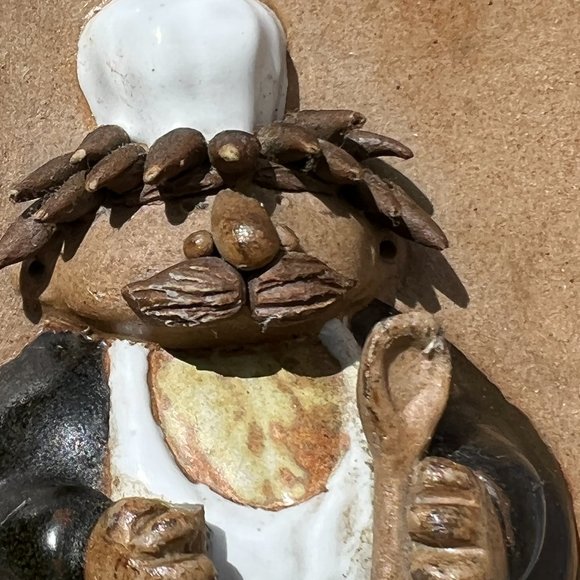 Vintage Art Tile – Signed – Plump Chef Cook w/ Mustache, Spatula, Hat – NICE 3D - Picture 5 of 8